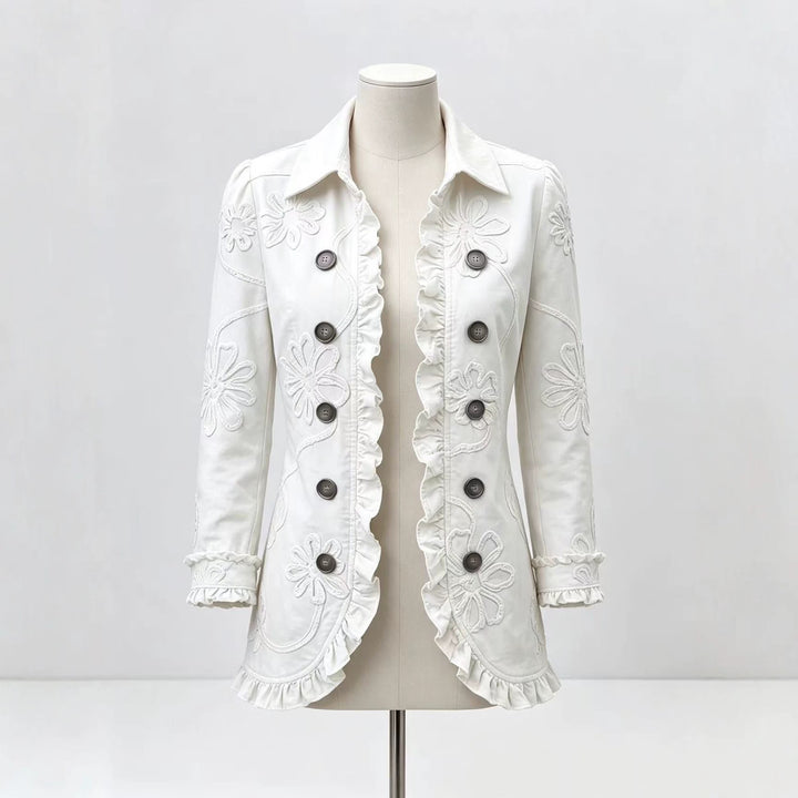 Ruffle Pleated Lapel Blazer, Casual Office Jacket for Women