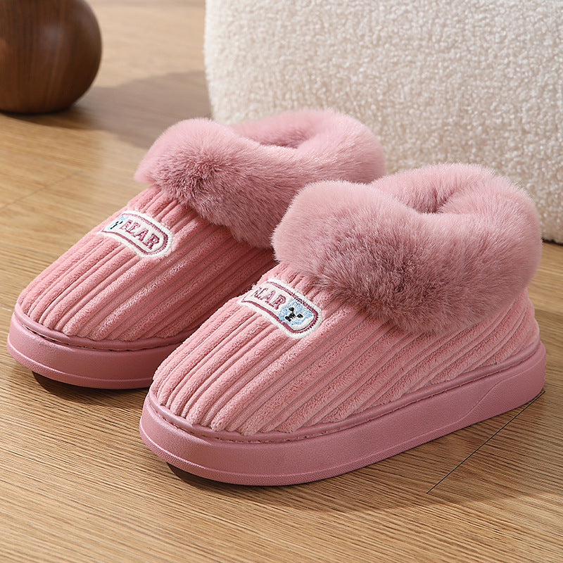 Closed Back Fluffy Slippers with Thick Non-Slip Sole