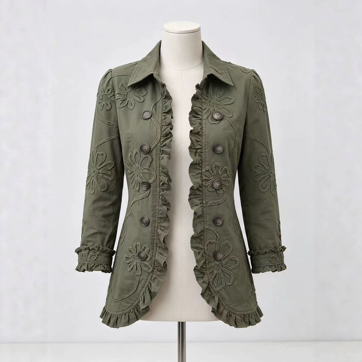 Ruffle Pleated Lapel Blazer, Casual Office Jacket for Women