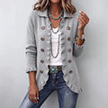 Women's Ruffle Knit Cardigan, Elegant Button-Front Sweater