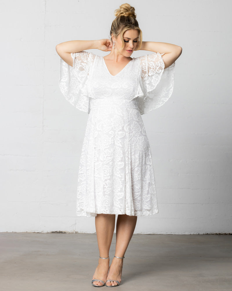 Genevieve Lace Flutter Sleeve Midi Dress - Sale!