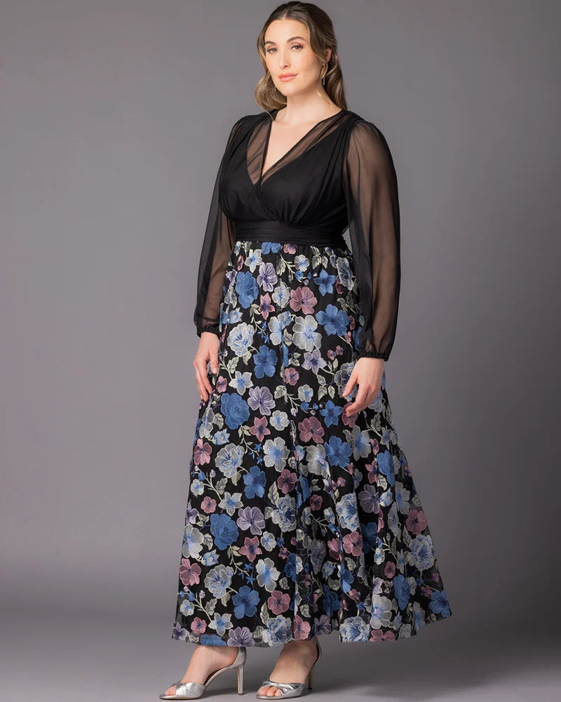 Isabella Embroidered Mesh Gown