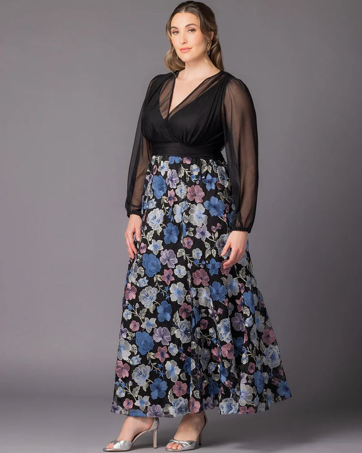 Isabella Embroidered Mesh Gown