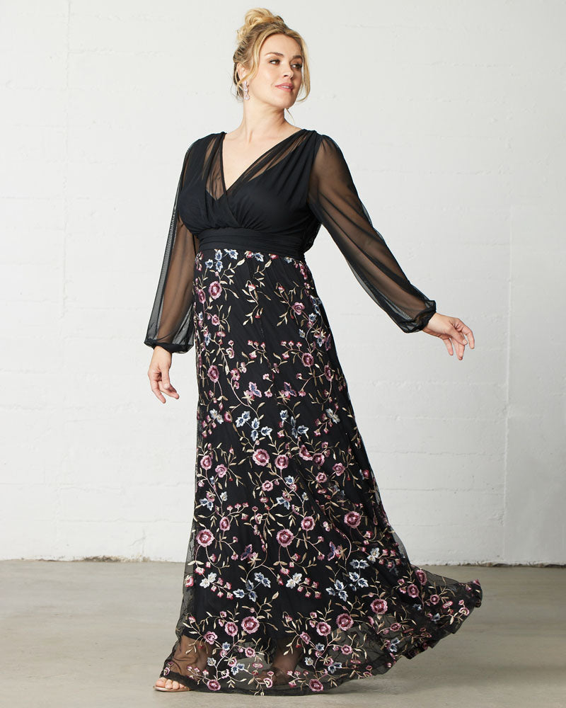 Isabella Embroidered Mesh Gown - Sale!