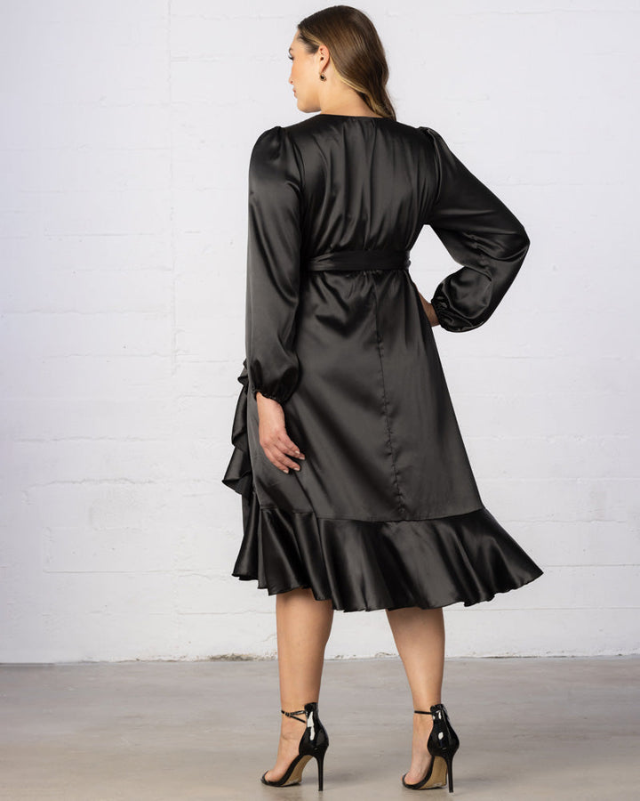 Serena Satin Ruffle Wrap Dress - Sale!