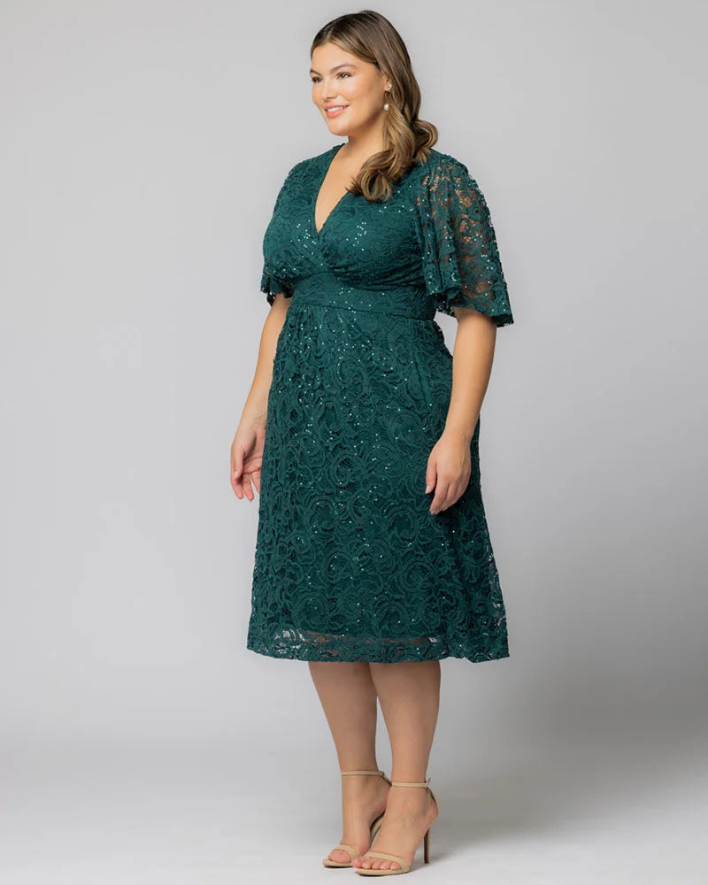 Starry Sequined Lace Cocktail Dress