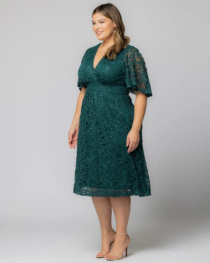 Starry Sequined Lace Cocktail Dress