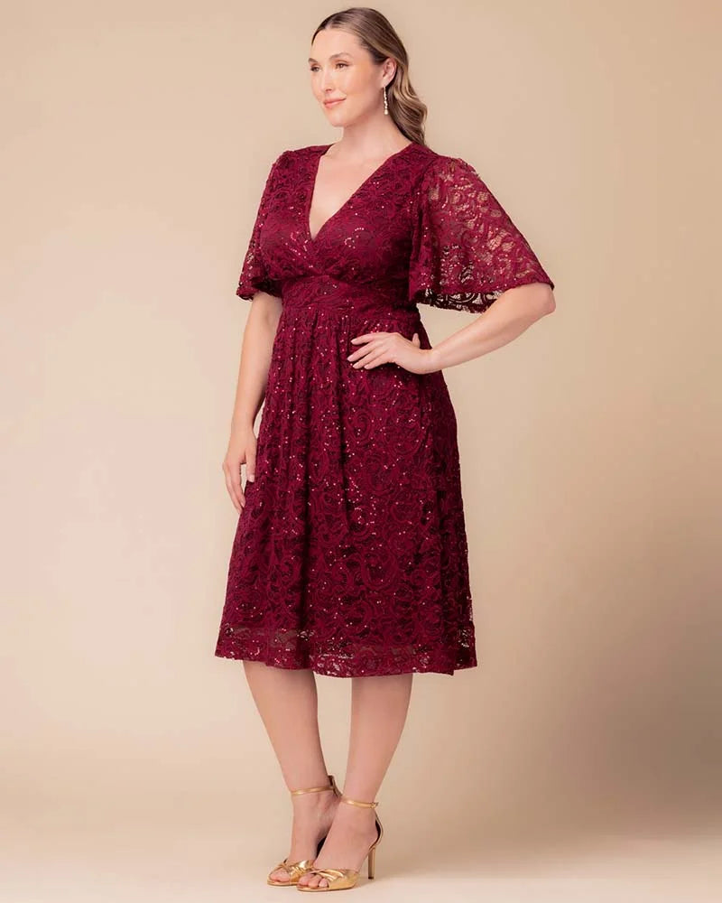 Starry Sequined Lace Cocktail Dress