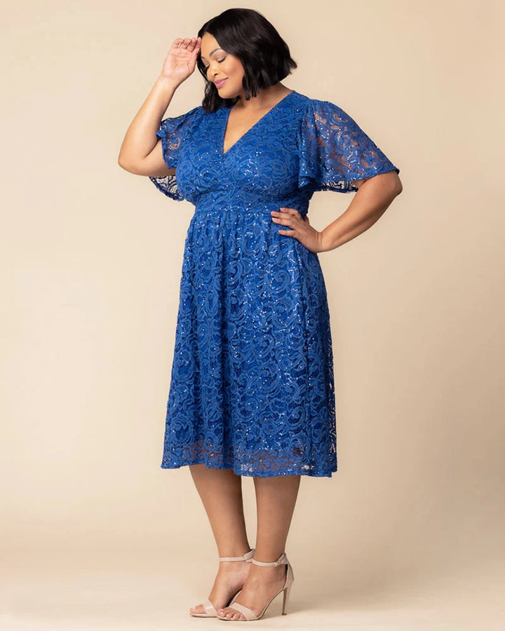Starry Sequined Lace Cocktail Dress
