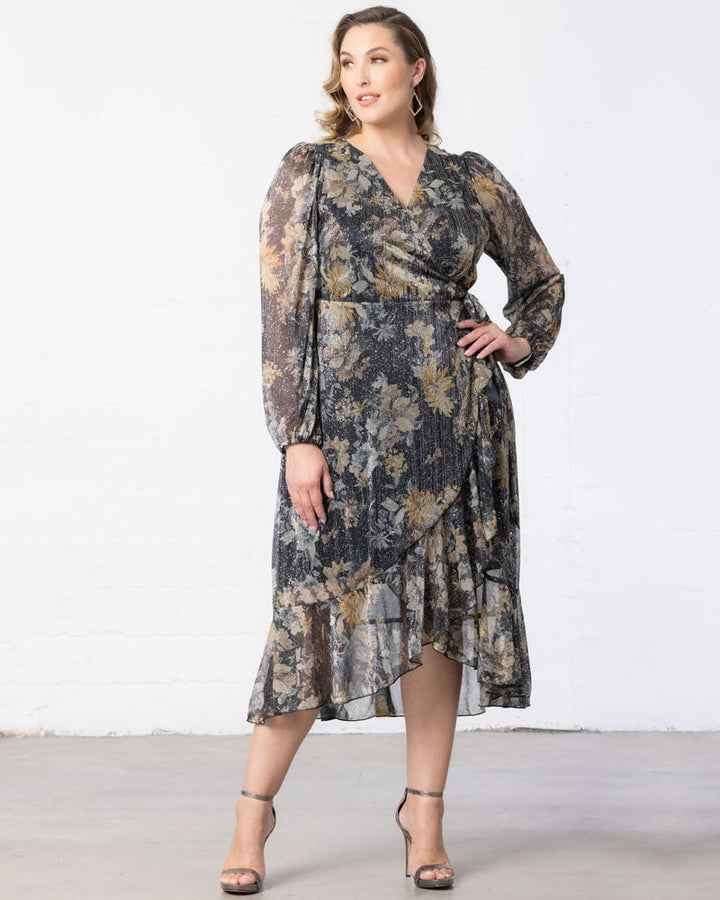 Clara Sparkling Long Sleeve Wrap Dress – Sale!