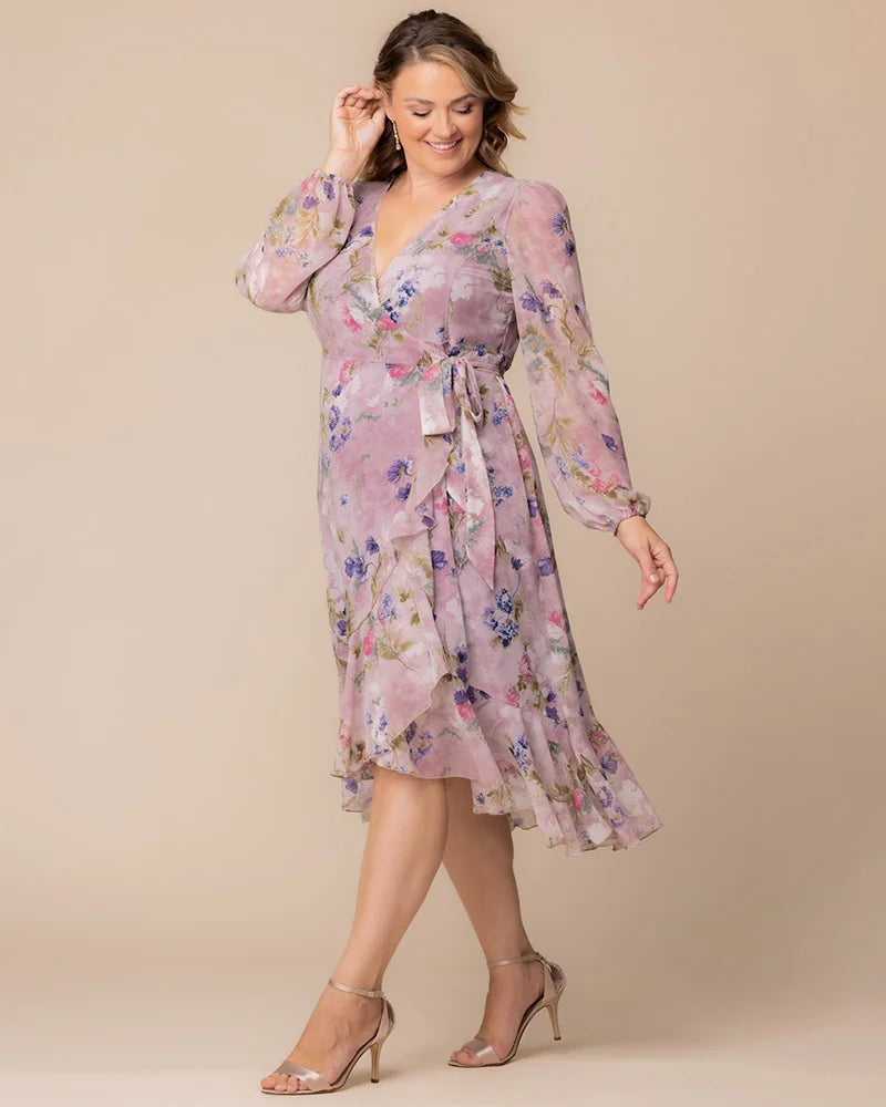 Clara Chiffon Long Sleeve Wrap Dress - Sale!