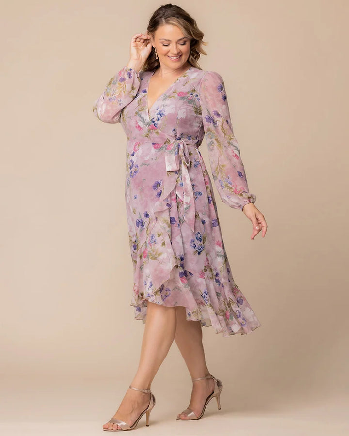 Clara Chiffon Long Sleeve Wrap Dress - Sale!