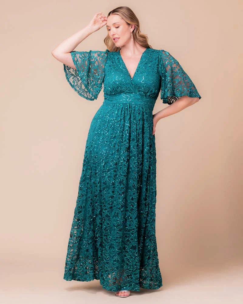 Luminous Sequin Lace Long Gown