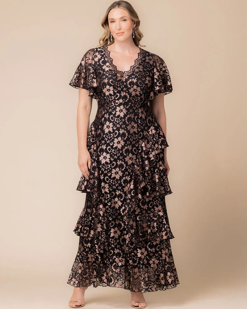 Mon Ange Tiered Lace Evening Gown - Sale!