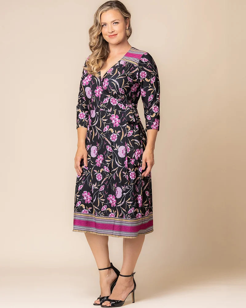 Beguiling Border Print Wrap Dress