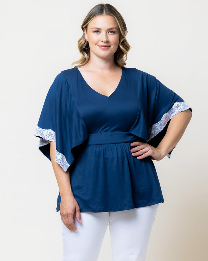 Sarah Lace Trim V-Neck Top - Sale!