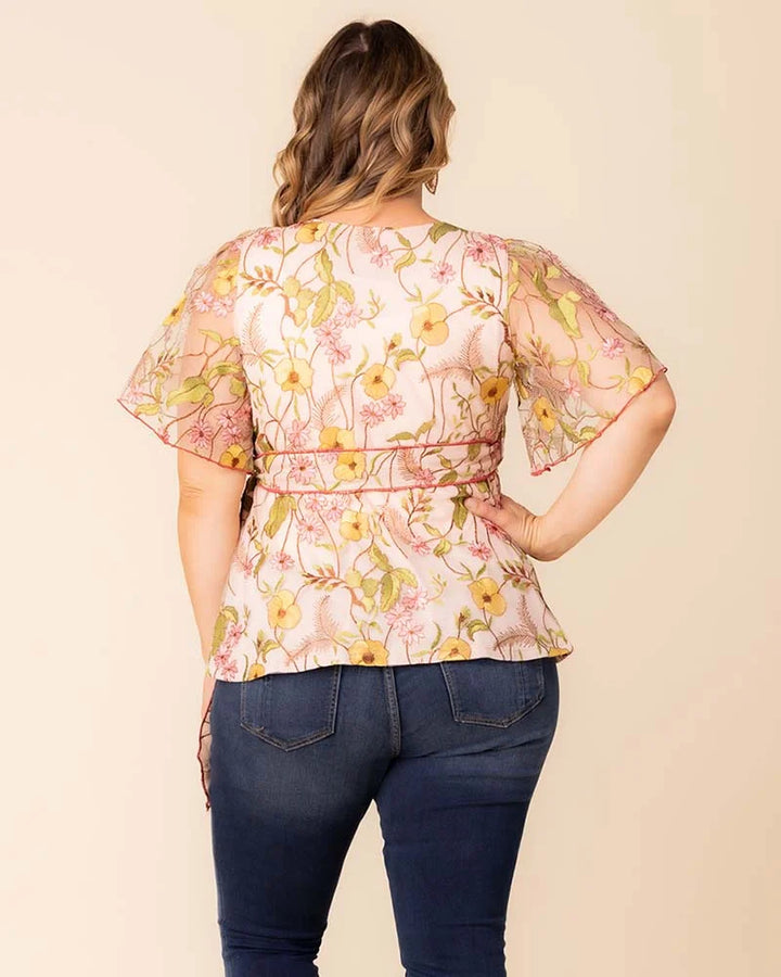 Rosalie Embroidered Wrap Top