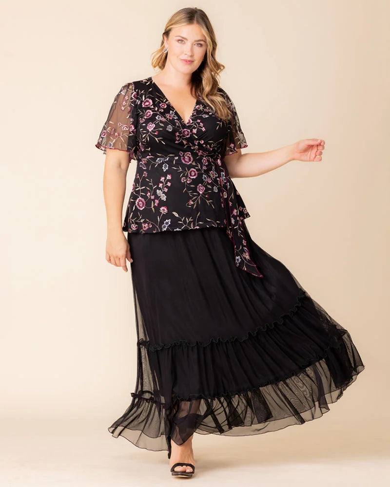 Rosalie Embroidered Wrap Top
