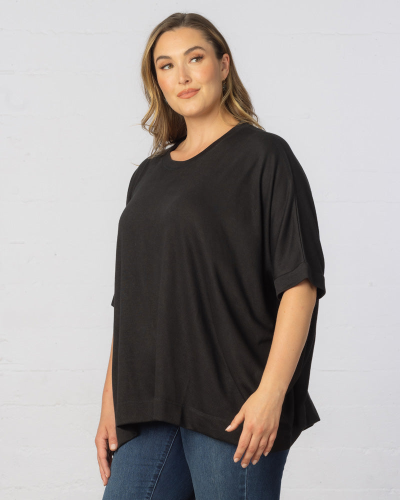 Mid-Length Sleeve Asymmetrical Cape Top