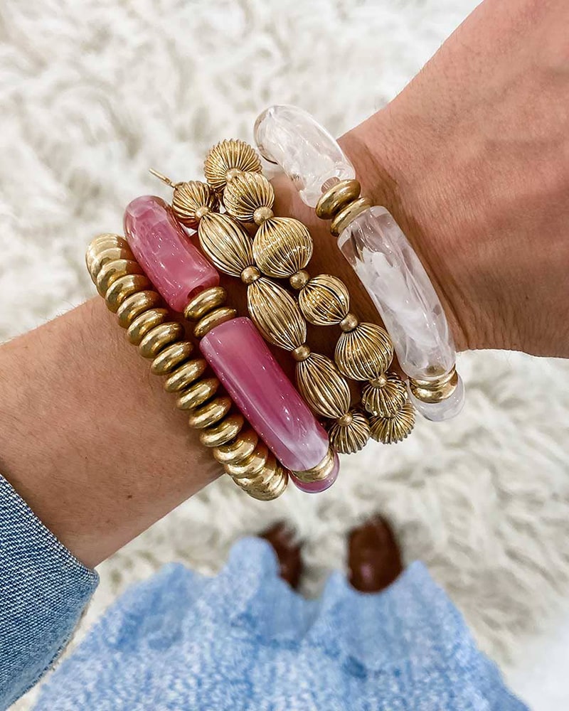 Katherine Ribbed Metal Stretch Bracelets (Set of 2)