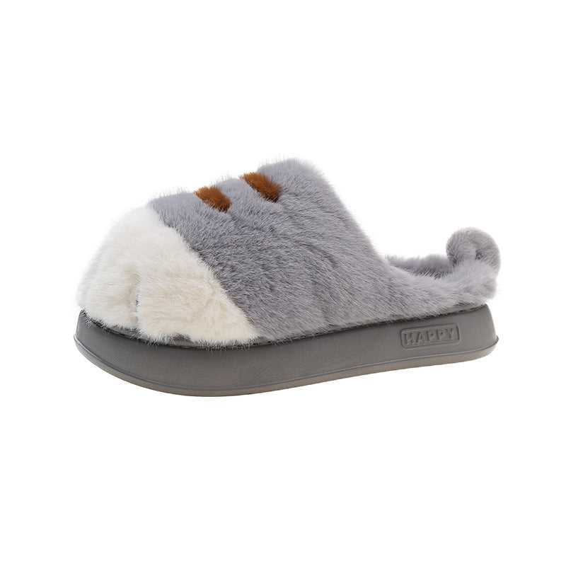 3D Cat Paw Slippers – Fluffy Flat House Slippers, Non-Slip Sole