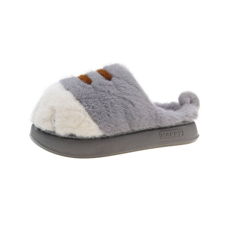 3D Cat Paw Slippers – Fluffy Flat House Slippers, Non-Slip Sole