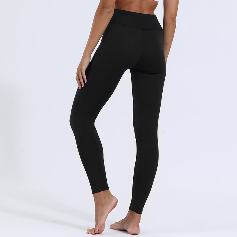 Woman wearing fleece lined leggings