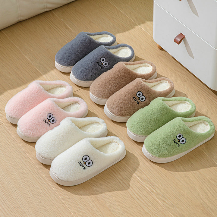 Big-Eyes Cartoon Slippers, Non-Slip Plush for Couples