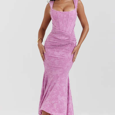 Woman in an off-shoulder mermaid gown