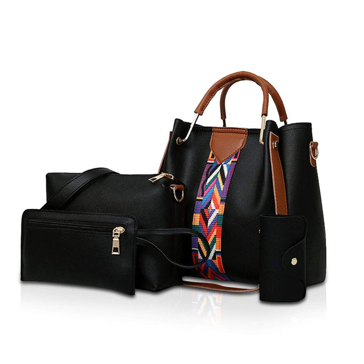 Four-piece faux leather handbag set