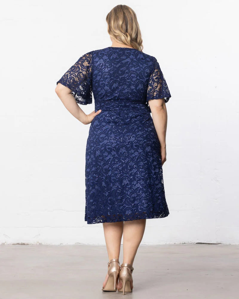 Starry Sequined Lace Cocktail Dress