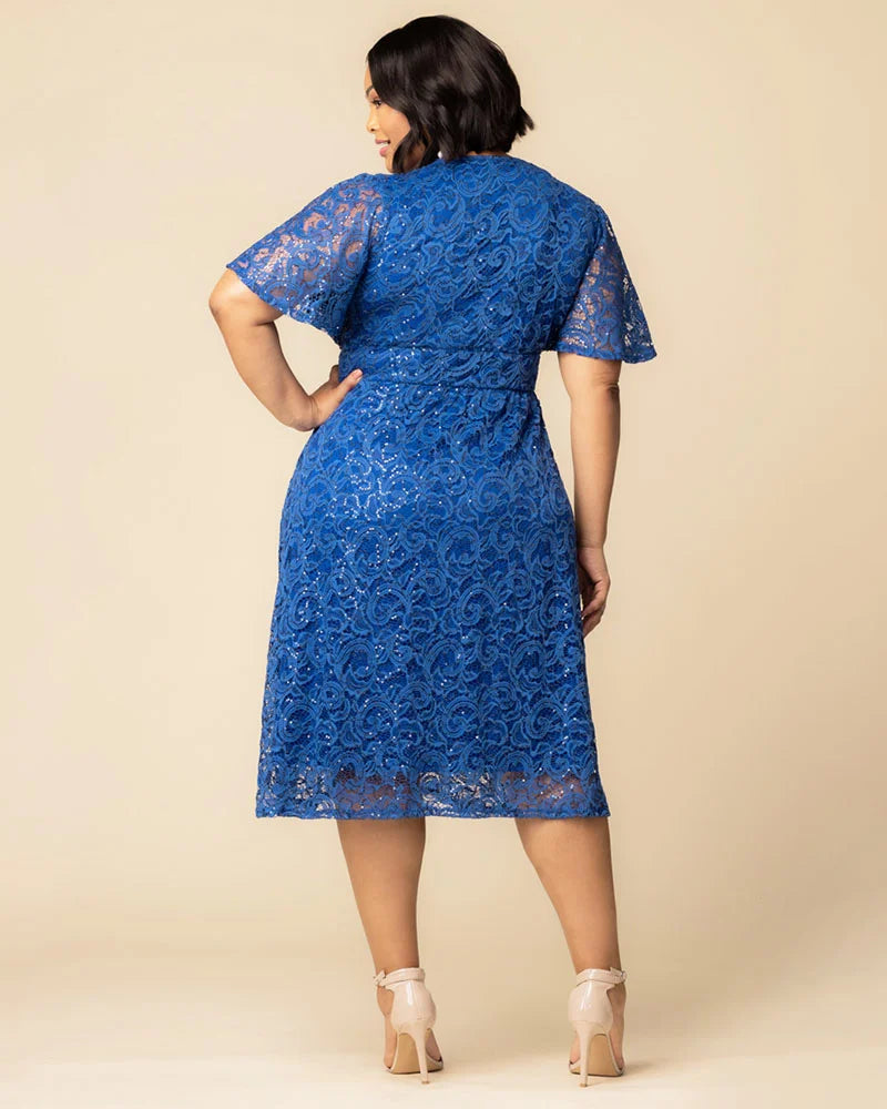 Starry Sequined Lace Cocktail Dress