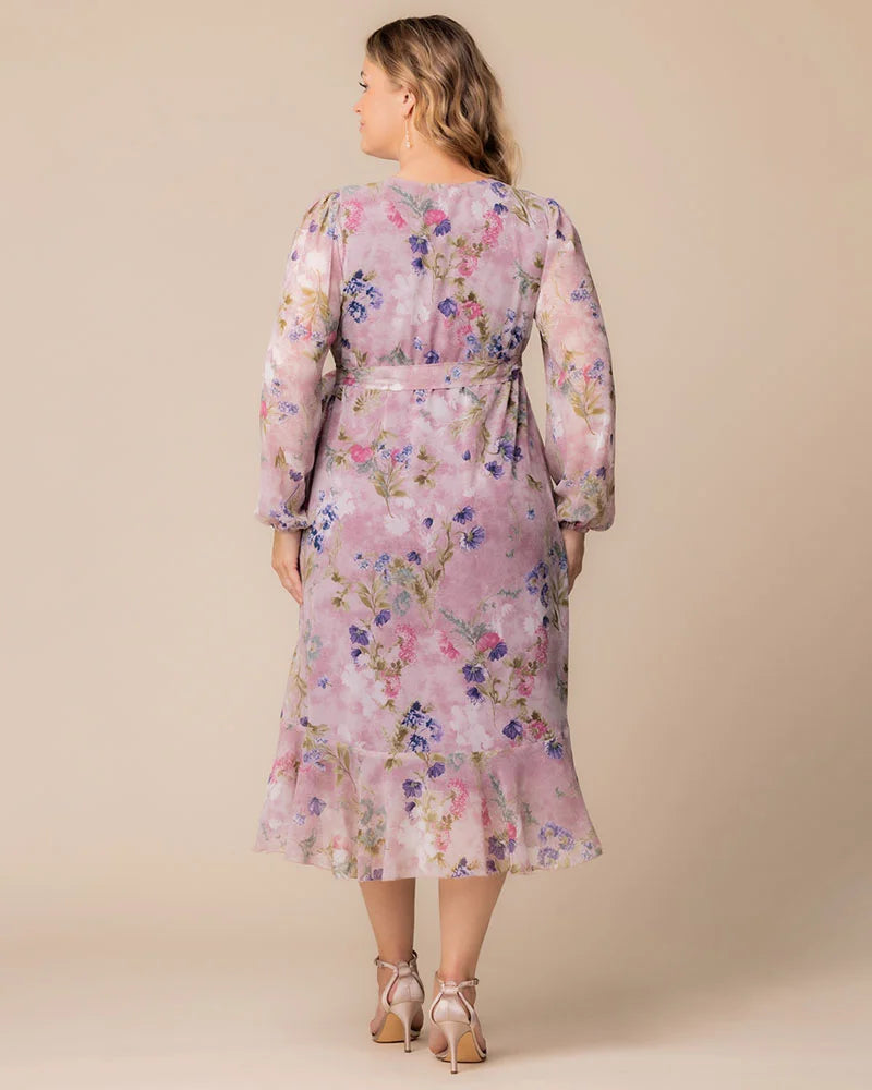 Clara Chiffon Long Sleeve Wrap Dress - Sale!