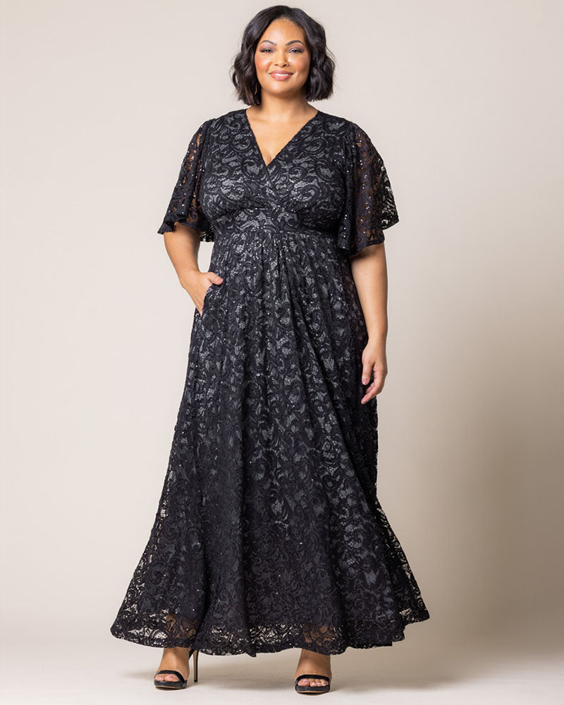Luminous Sequin Lace Long Gown