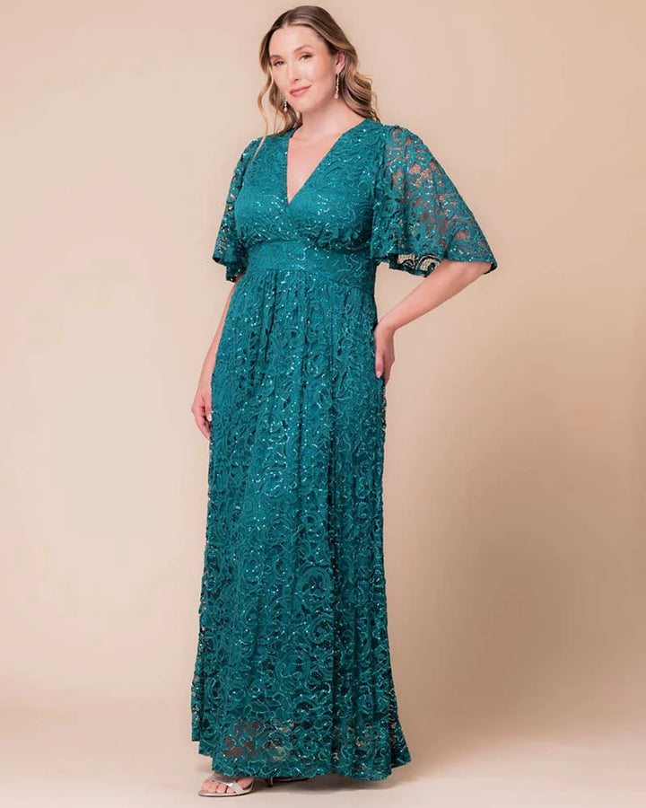Luminous Sequin Lace Long Gown