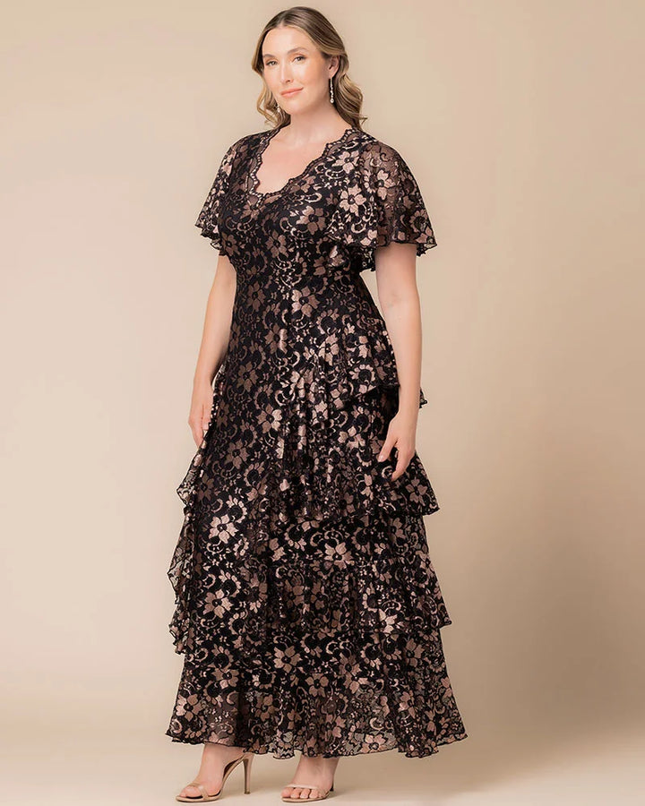 Mon Ange Tiered Lace Evening Gown - Sale!
