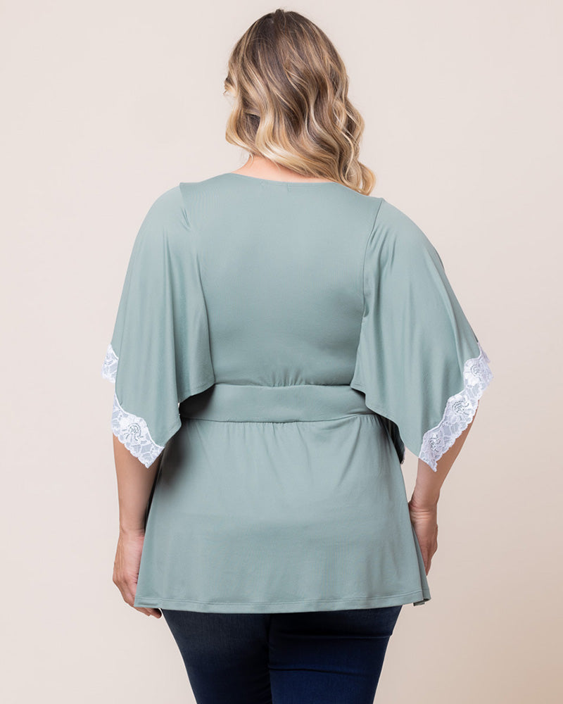 Sarah Lace Trim V-Neck Top - Sale!