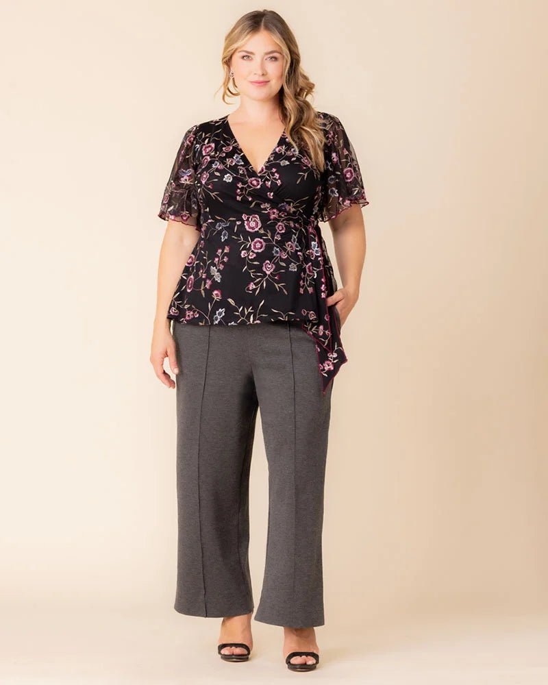 Rosalie Embroidered Wrap Top