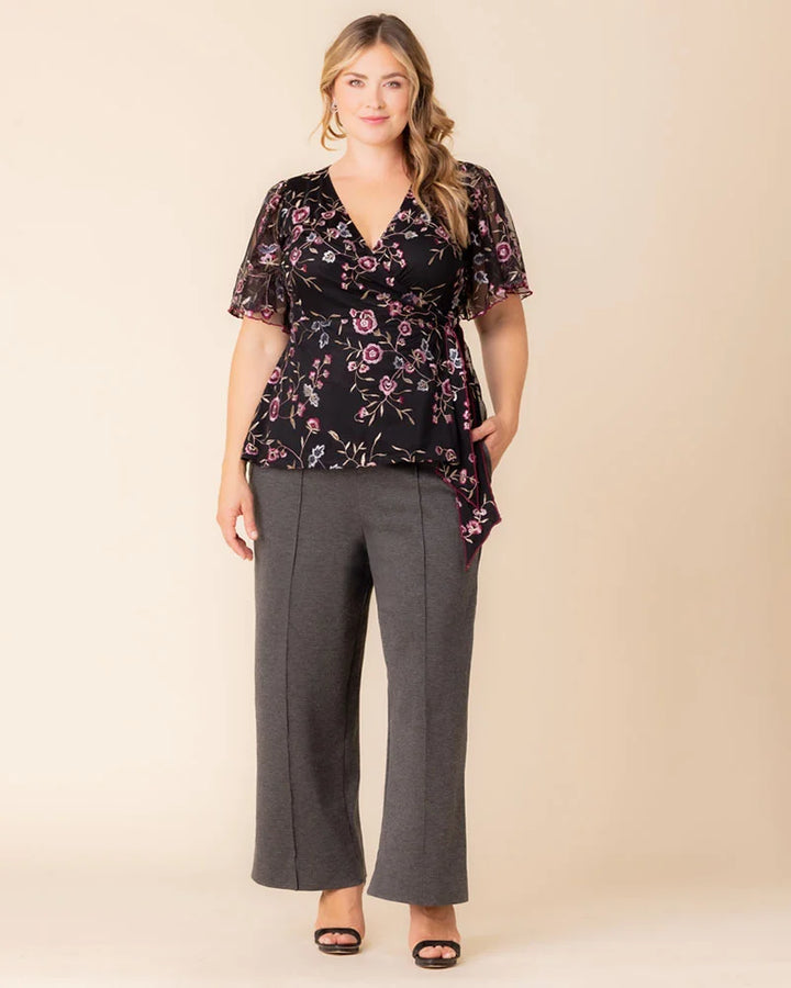Rosalie Embroidered Wrap Top