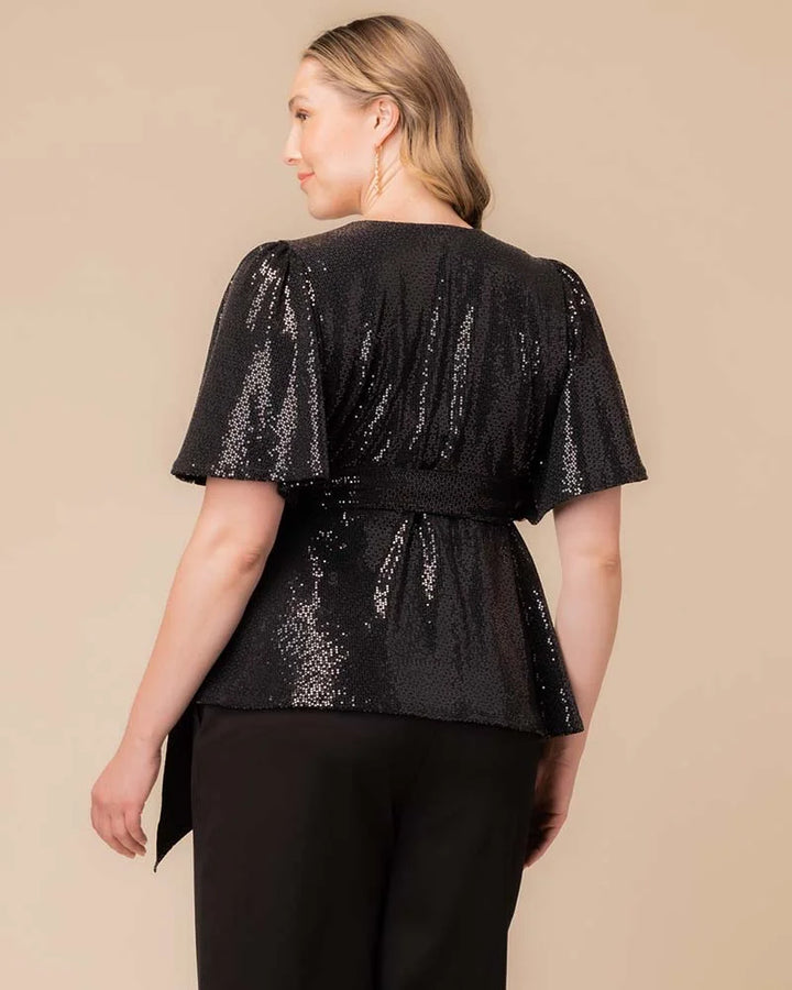 Shimmering Sequin Wrap Top