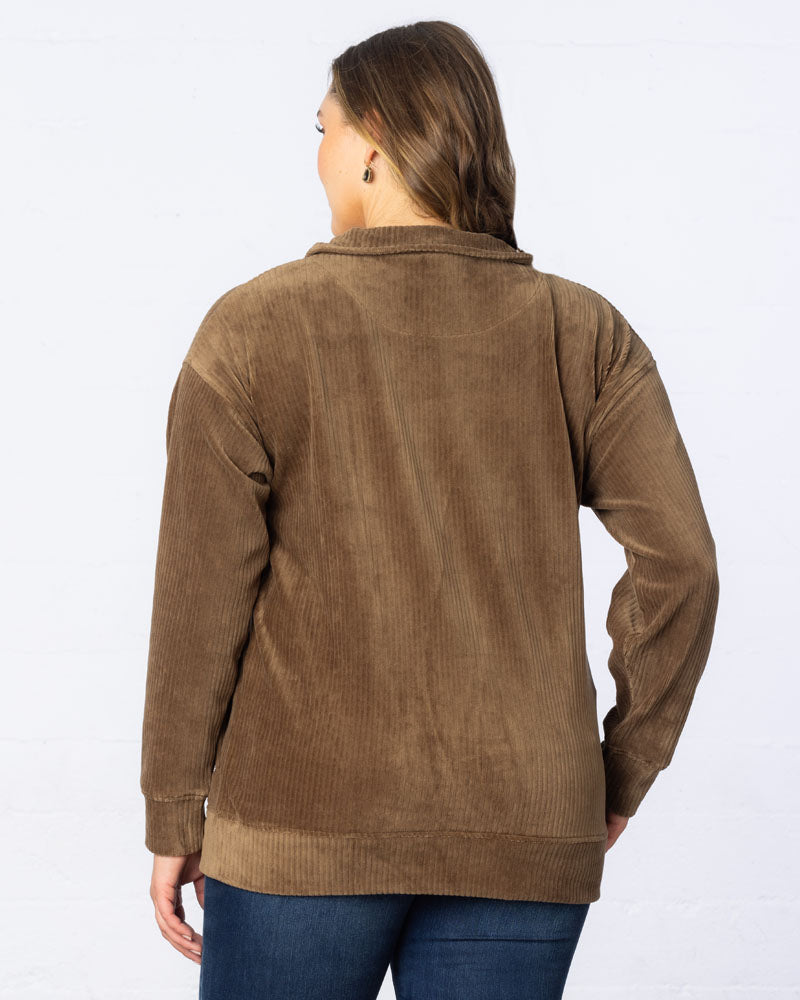 Oversized Collared Corduroy Pullover Tunic Top - Final Sale!