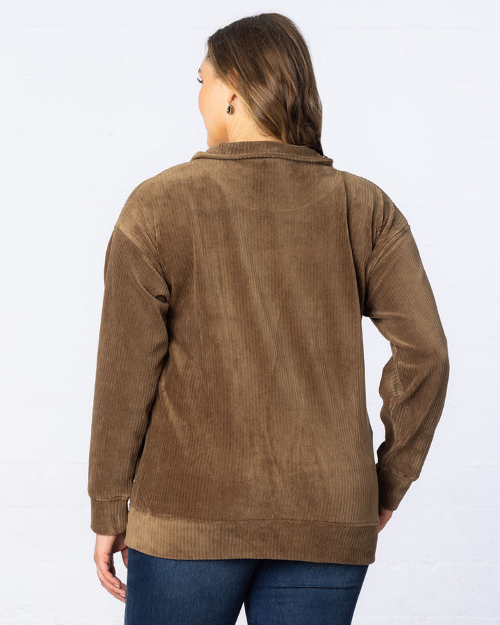 Oversized Collared Corduroy Pullover Tunic Top - Final Sale!