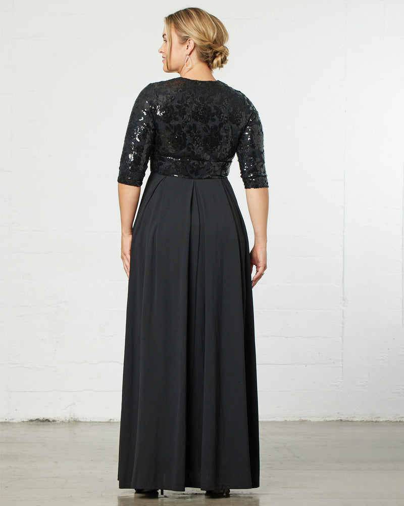 Paris Pleated Sequin Gown