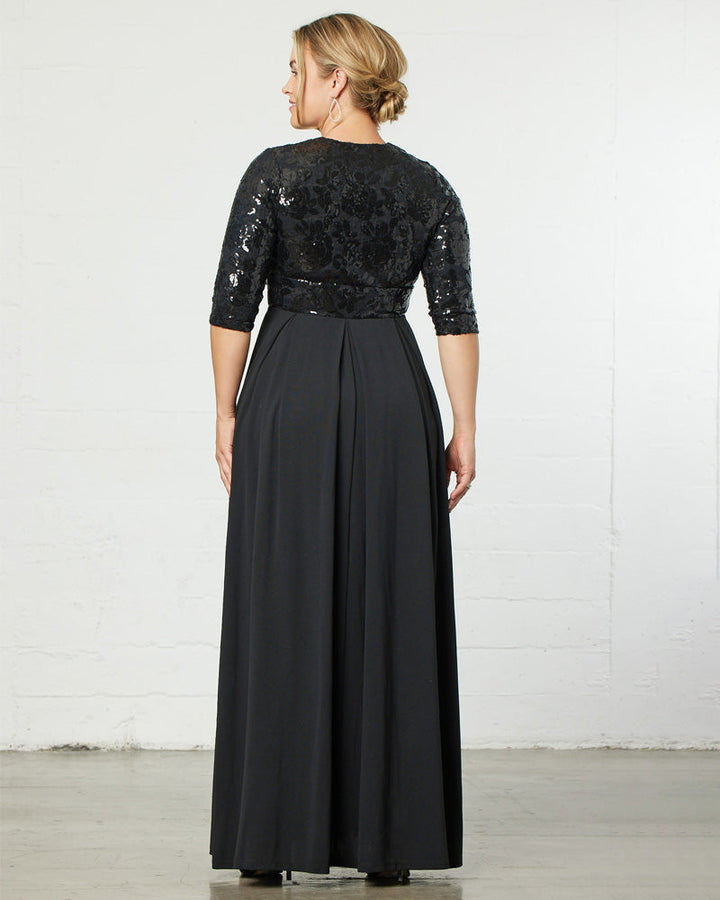 Paris Pleated Sequin Gown