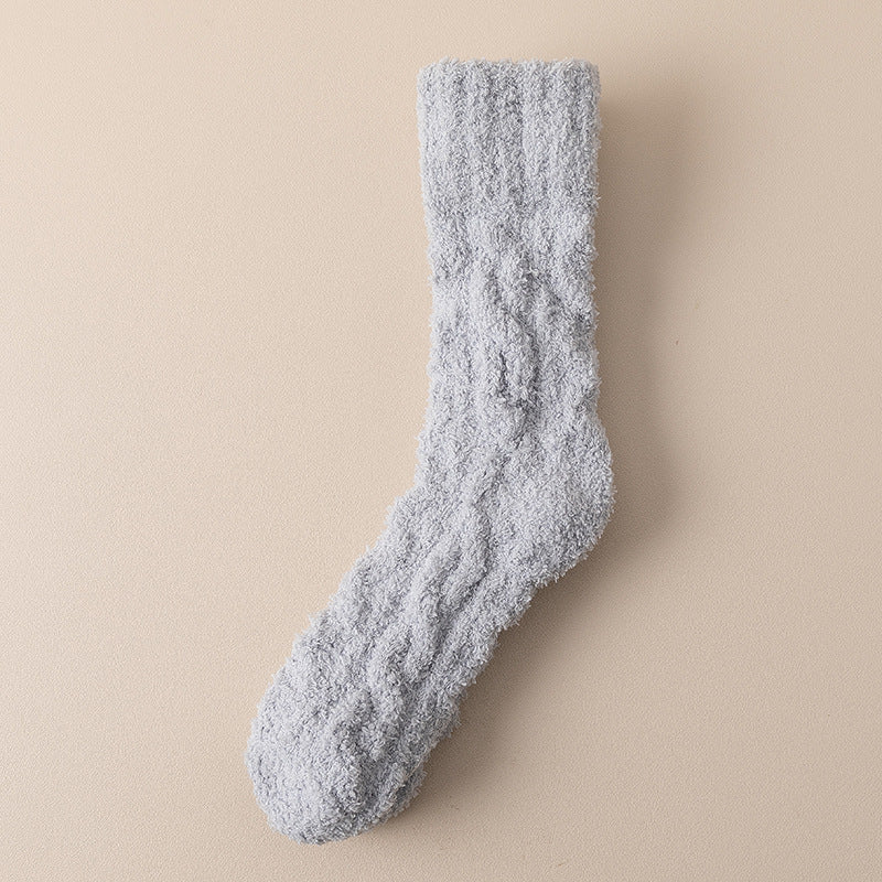Coral Fleece Fuzzy Socks with Non-Slip Grip for Cold Floors