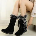 Women's Mid-Calf Snow Boots with Faux Fur and Plush Lining