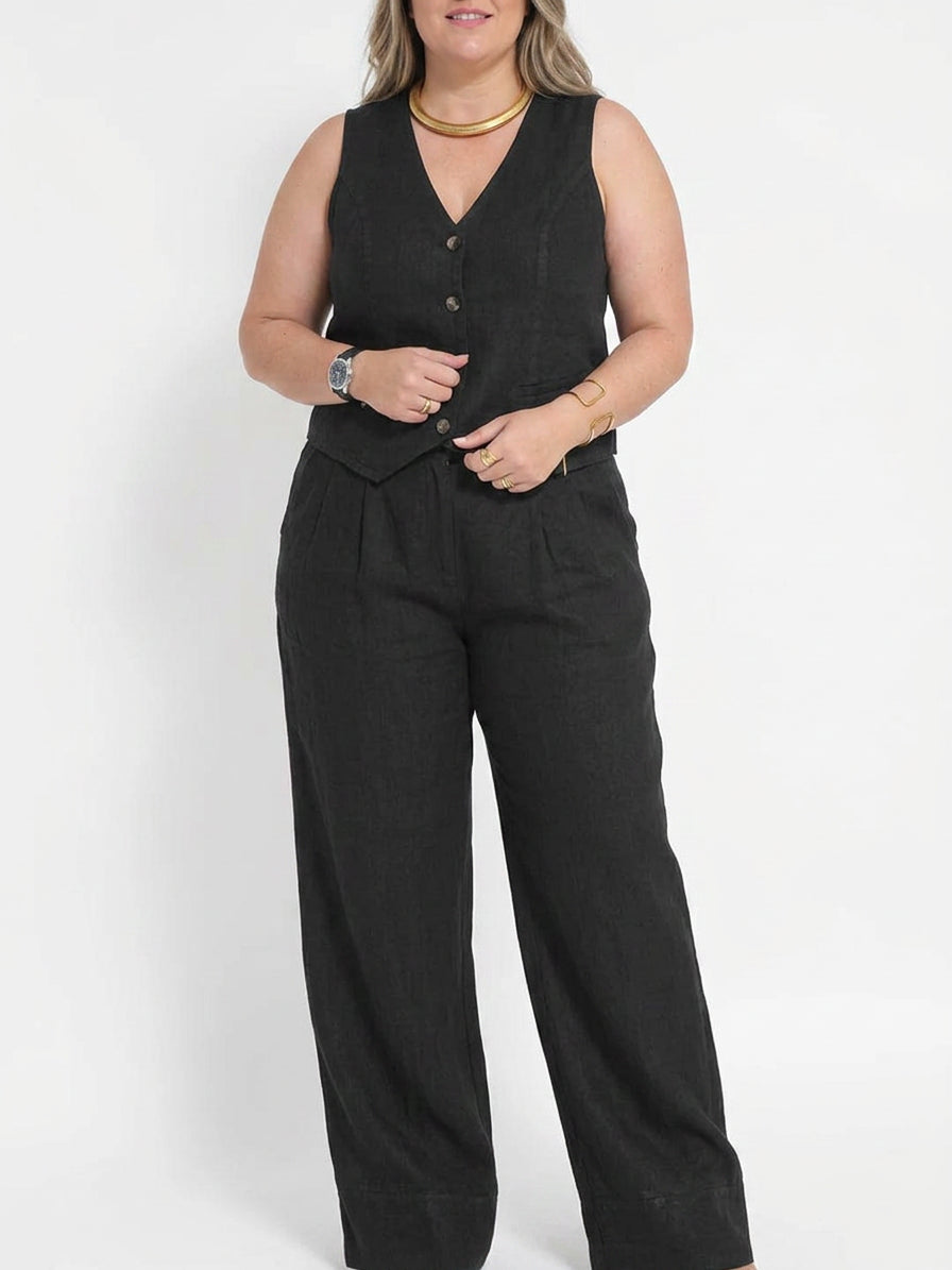 Seraphina  Co-ord Set Elegant Two-Piece With Waistcoat &amp; Pants Wide-Leg
