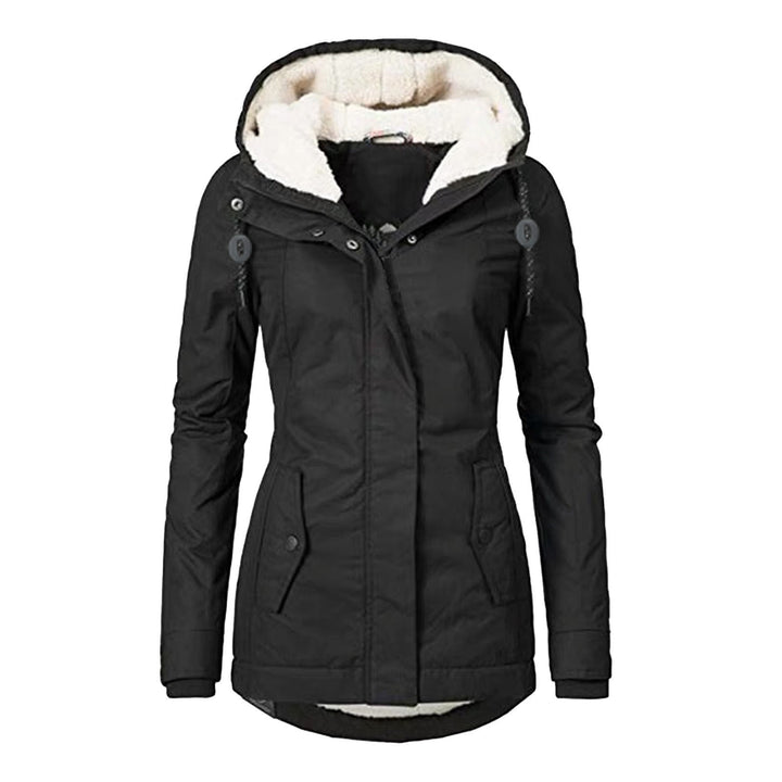 Hooded winter jacket with fleece lining, zip and pockets