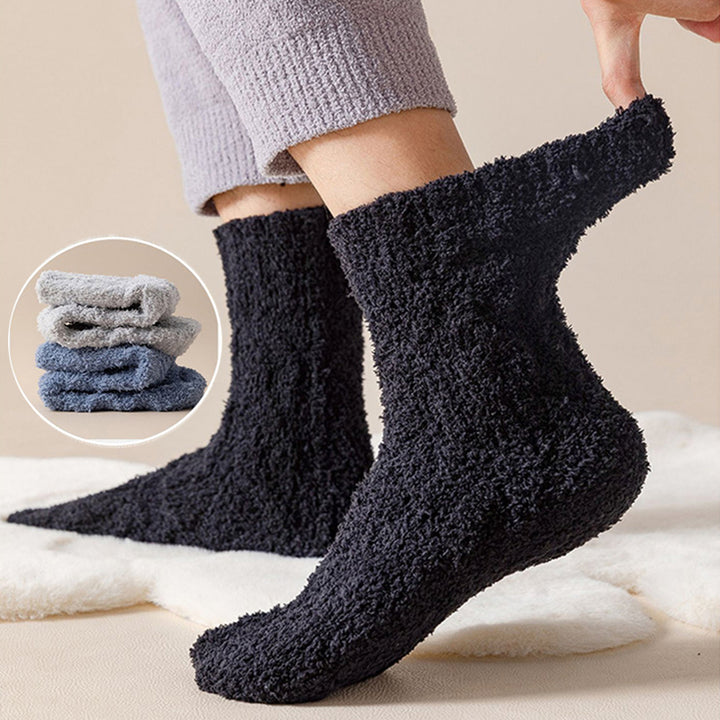 Coral Fleece Fuzzy Socks with Non-Slip Grip for Cold Floors