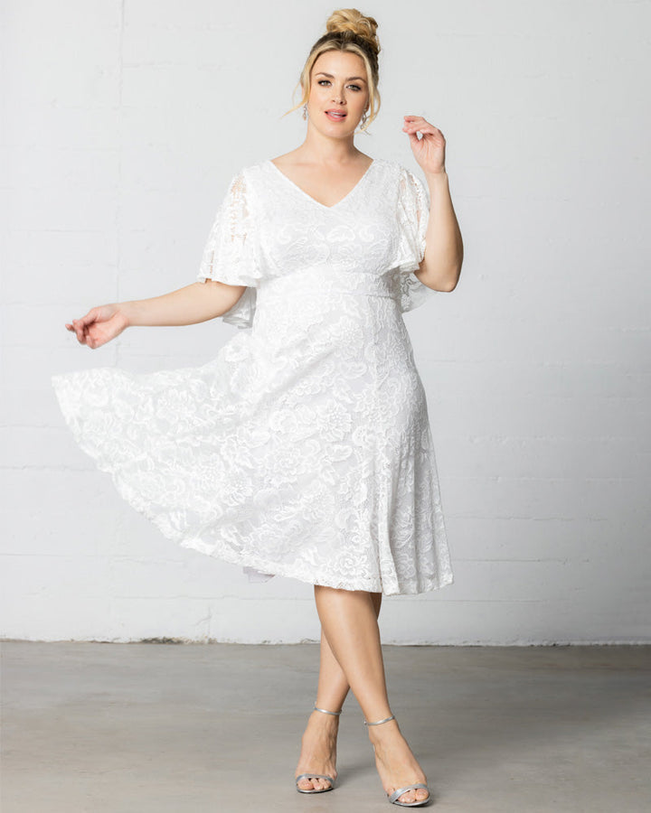 Genevieve Lace Flutter Sleeve Midi Dress - Sale!